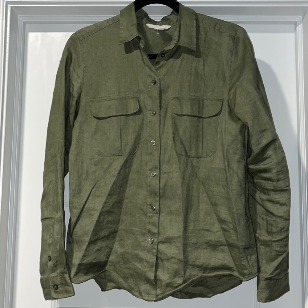 H&M linen long sleeved blouse, size 2